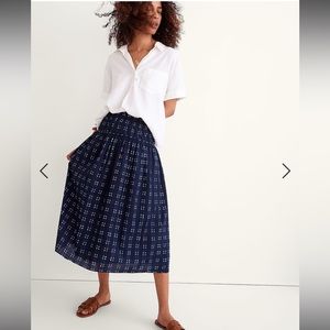 Madewell Midi Skirt in Shibori Indigo